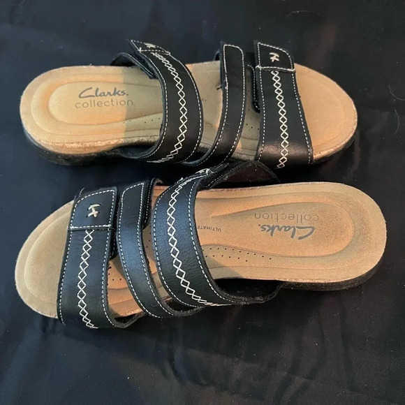 Clarks Collection Ultimate Comfort Slide Sandal Sz 7 Black Worn Once No … - Picture 1 of 8